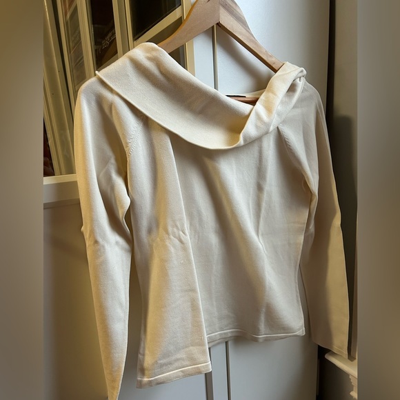 Ann Taylor cream cowl boat neck sweater size medium M dry clean - Picture 1 of 2
